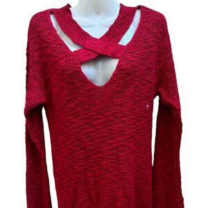 New York & Company Women's Red Sweater Dress Size M #CN110048 Shimmery Metallic